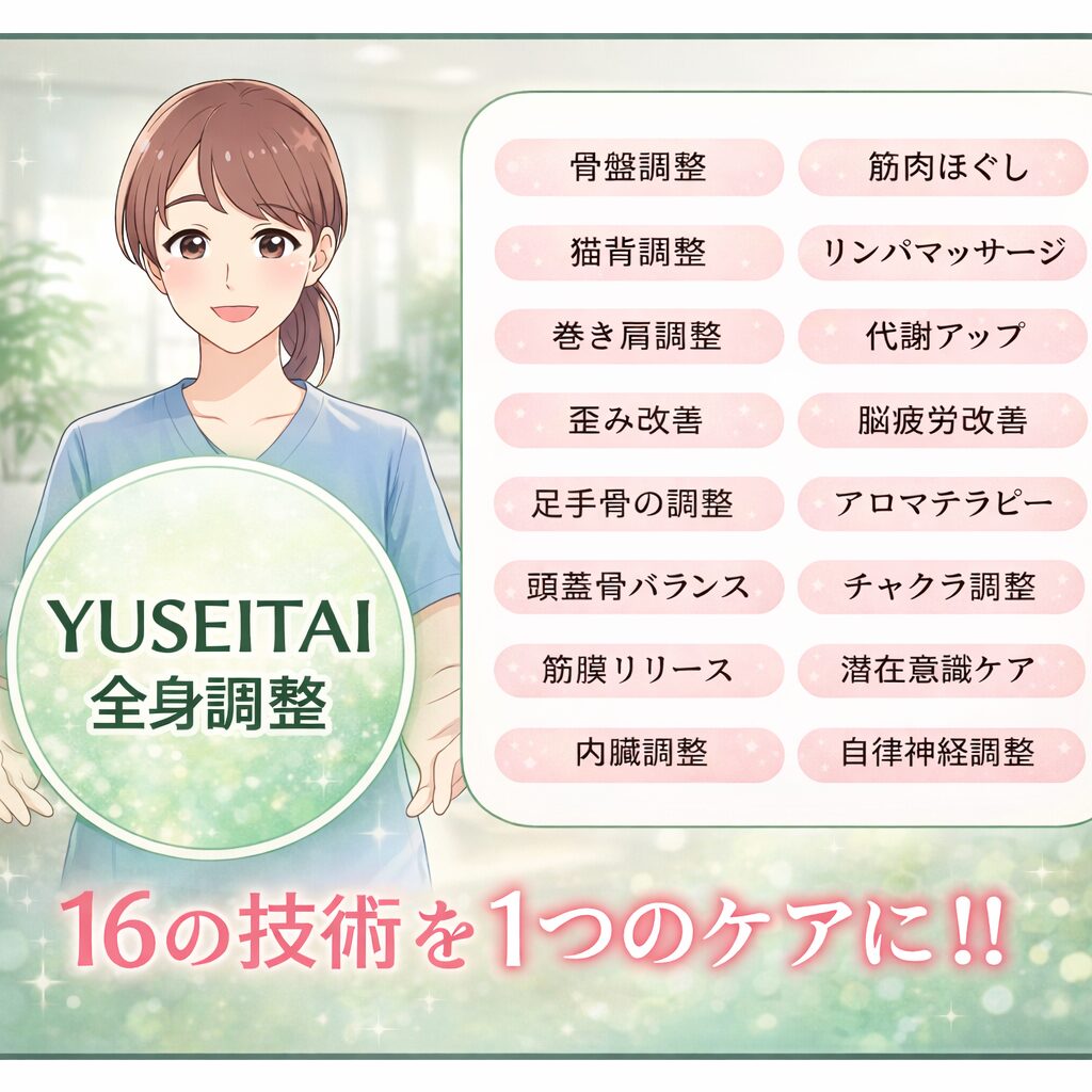 YUSEITAI全身調整 16の技術を1つのケアに